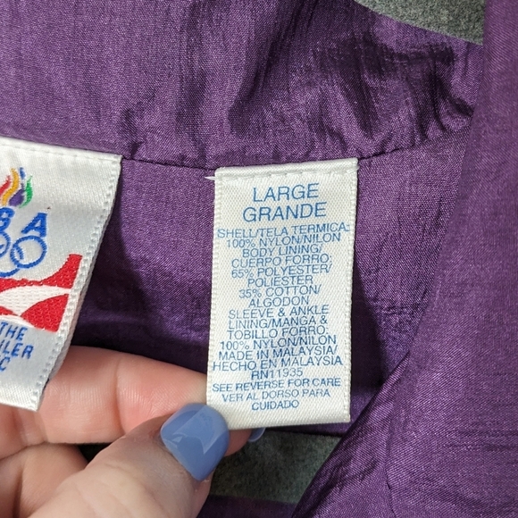Vintage‎ 80s U.S.A. Olympic Zip-Up Track Jacket Purple Windbreaker Size Large - Picture 9 of 10